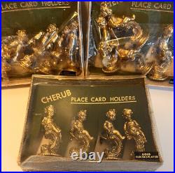 VTG Bucklers of Fifth Ave NY Gold Plated Cherub Putti Placecard Holder Set of 12