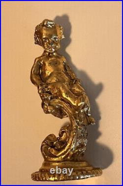 VTG Bucklers of Fifth Ave NY Gold Plated Cherub Putti Placecard Holder Set of 12