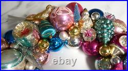 VTG CHRISTMAS ORNAMENT WREATH Mercury Glass Ornaments Multi Color 19