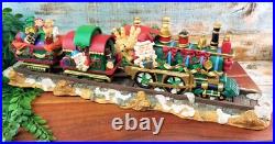 VTG Christmas Santa Train Full Mantle 4 Stocking Holder Heavy Resin High Detail