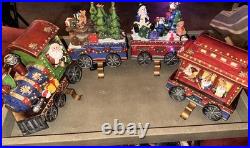 VTG Christmas Train Stocking Holder Set 4pcs Light-Up Mantle Hooks Flaws