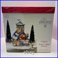 VTG Dept 56 North Pole Series Santa Sleigh Launch Lighted Village Gift Set Trees