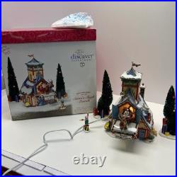 VTG Dept 56 North Pole Series Santa Sleigh Launch Lighted Village Gift Set Trees