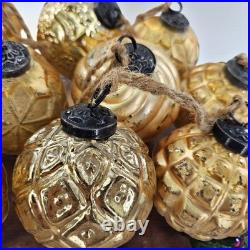 VTG Embossed Mercury Glass Christmas Ornament Kugel Antique Gold Pottery Barn 10