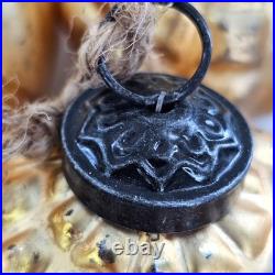 VTG Embossed Mercury Glass Christmas Ornament Kugel Antique Gold Pottery Barn 10