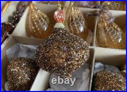 VTG FRONTGATE HOLIDAY COLLECTION BROWN & GOLD CHRISTMAS ORNAMENTS Set Of 24