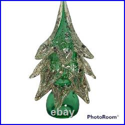 VTG Formia Murano Glass Christmas Tree Natalie 1 In Green And Gold. EUC 9