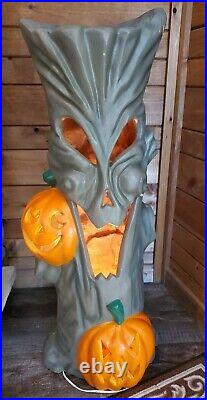 VTG Halloween Haunted Tree Pumpkins Lighted Halloween Blow Mold Yard Decor 35