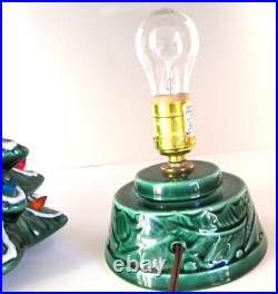 VTG Lighted, Flocked Ceramic CHRISTMAS TREE with Musical Base 16 Tall