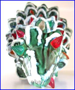 VTG Lighted, Flocked Ceramic CHRISTMAS TREE with Musical Base 16 Tall