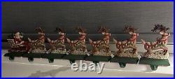 VTG Midwest Cannon Falls Cast Iron Christmas Stocking Hangers 6 Reindeer 1 Santa
