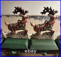 VTG Midwest Cannon Falls Cast Iron Christmas Stocking Hangers 6 Reindeer 1 Santa
