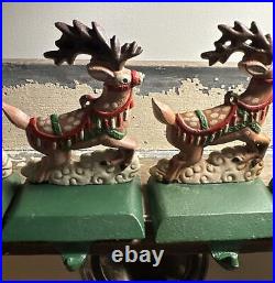 VTG Midwest Cannon Falls Cast Iron Christmas Stocking Hangers 6 Reindeer 1 Santa