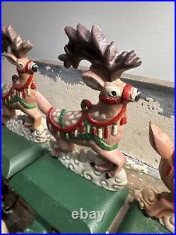 VTG Midwest Cannon Falls Cast Iron Christmas Stocking Hangers 6 Reindeer 1 Santa