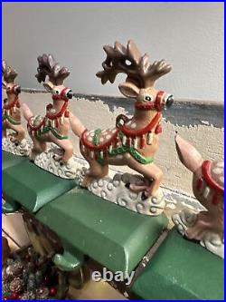 VTG Midwest Cannon Falls Cast Iron Christmas Stocking Hangers 6 Reindeer 1 Santa