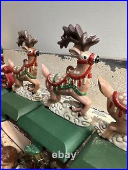 VTG Midwest Cannon Falls Cast Iron Christmas Stocking Hangers 6 Reindeer 1 Santa