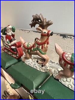 VTG Midwest Cannon Falls Cast Iron Christmas Stocking Hangers 6 Reindeer 1 Santa