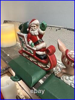 VTG Midwest Cannon Falls Cast Iron Christmas Stocking Hangers 6 Reindeer 1 Santa