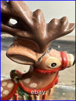 VTG Midwest Cannon Falls Cast Iron Christmas Stocking Hangers 6 Reindeer 1 Santa