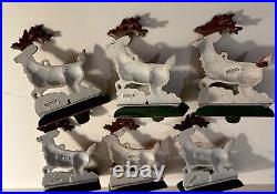 VTG Midwest Cannon Falls Cast Iron Christmas Stocking Hangers 6 Reindeer 1 Santa