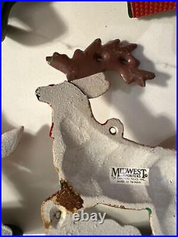 VTG Midwest Cannon Falls Cast Iron Christmas Stocking Hangers 6 Reindeer 1 Santa