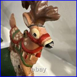 VTG Midwest Cannon Falls Cast Iron Christmas Stocking Hangers 6 Reindeer 1 Santa