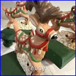 VTG Midwest Cannon Falls Cast Iron Christmas Stocking Hangers 6 Reindeer 1 Santa