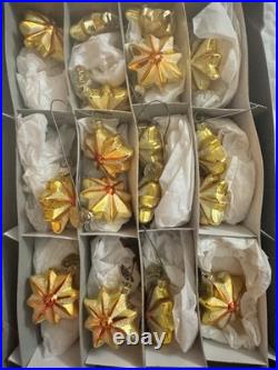 VTG SET of 17 Old World Christmas Radiant Star Ornaments Small Gold With Box HTF