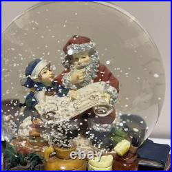 VTG Santa Claus Checking His List Snow Globe Elves Musical Revolving ...