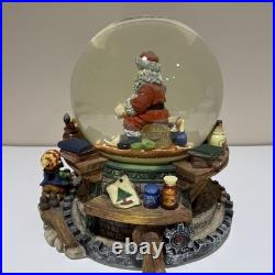 VTG Santa Claus Checking His List Snow Globe Elves Musical Revolving ...