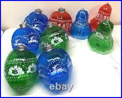 VTG Set 9 FUN WORLD Inflatable Christmas Ornaments & Bells Blue Red Green RARE