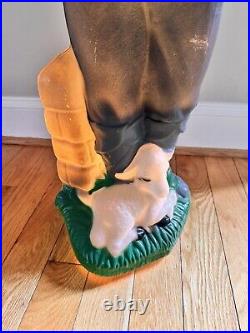 VTG TPI Blow Mold Shepherd Boy Green Shirt Lambs Christmas Yard Nativity 33H
