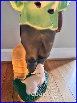 VTG TPI Blow Mold Shepherd Boy Green Shirt Lambs Christmas Yard Nativity 33H