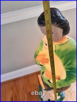 VTG TPI Blow Mold Shepherd Boy Green Shirt Lambs Christmas Yard Nativity 33H