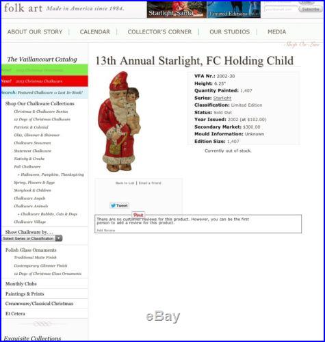 Vaillancourt Father Christmas holding Child 13th Starlight 2002 Signed by Judi
