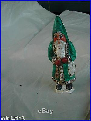 Vaillancourt Santa GREEN BELSNICKLE Christmas Collectible Chalkware