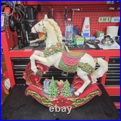 Valerie Parr Hill Large Christmas Rocking Horse Decoration 20 Tall RARE