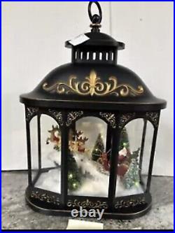 Valerie Parr Hill Lighted Lantern Santa Reindeer Sleigh Christmas Scene 17