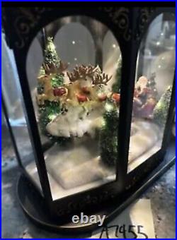 Valerie Parr Hill Lighted Lantern Santa Reindeer Sleigh Christmas Scene 17