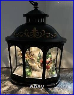 Valerie Parr Hill Lighted Lantern Santa Reindeer Sleigh Christmas Scene 17