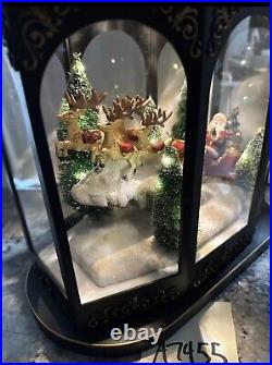 Valerie Parr Hill Lighted Lantern Santa Reindeer Sleigh Christmas Scene 17