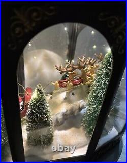 Valerie Parr Hill Lighted Lantern Santa Reindeer Sleigh Christmas Scene 17