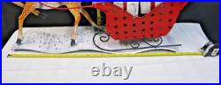 Valerie Parr Hill Slim Metal Reindeer & Sleigh Centerpiece 26 Christmas Retired