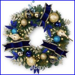 Valery Madelyn 24” Pre-Lit Christmas Wreath for Front Door with Light, Large Li