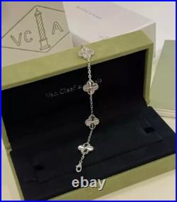 Van Cleef & Arpels Vintage Alhambra Bracelet 5 Motifs White Gold Women Gifts