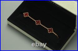 Van Cleef & Arpels Vintage Alhambra Bracelet Red Carnelian 5 Motifs Full Box