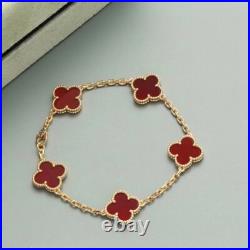 Van Cleef & Arpels Vintage Alhambra Bracelet Red Carnelian 5 Motifs Full Box