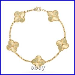 Van Cleef & Arpels Vintage Alhambra Bracelet Yellow Gold 5 Motifs Clover