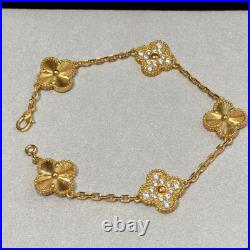 Van Cleef & Arpels Vintage Alhambra Bracelet Yellow Gold Diamond 5 Motifs