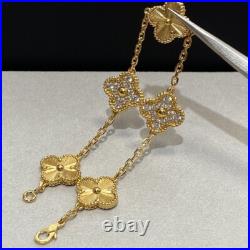 Van Cleef & Arpels Vintage Alhambra Bracelet Yellow Gold Diamond 5 Motifs